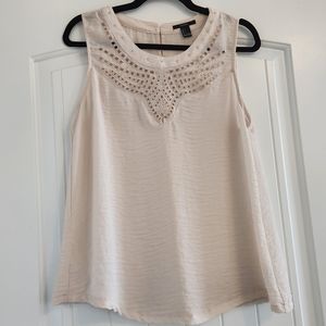 Forever 21 Cream Color Gold Embellished Shirt Top Large